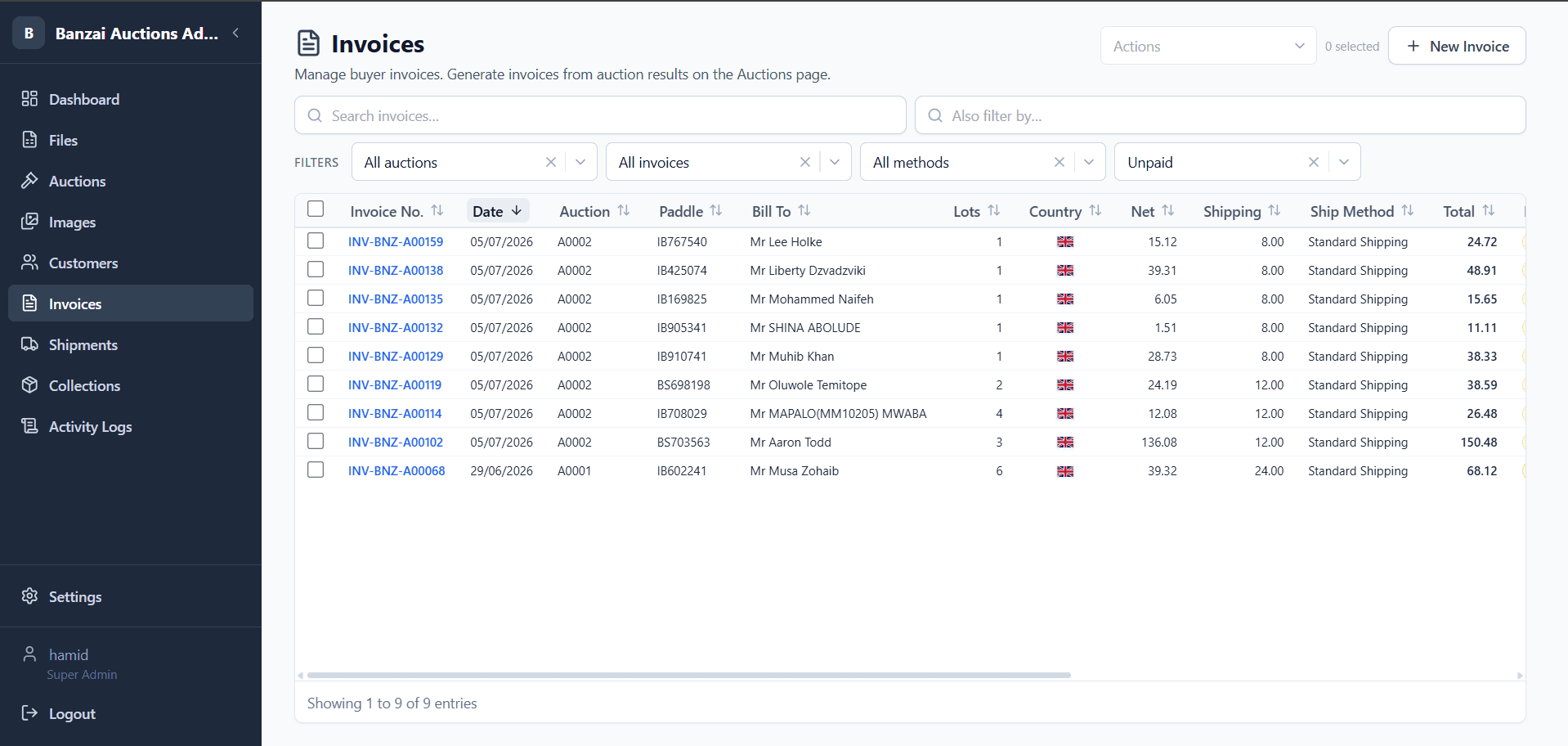 Banzai Auction Fulfillment Platform